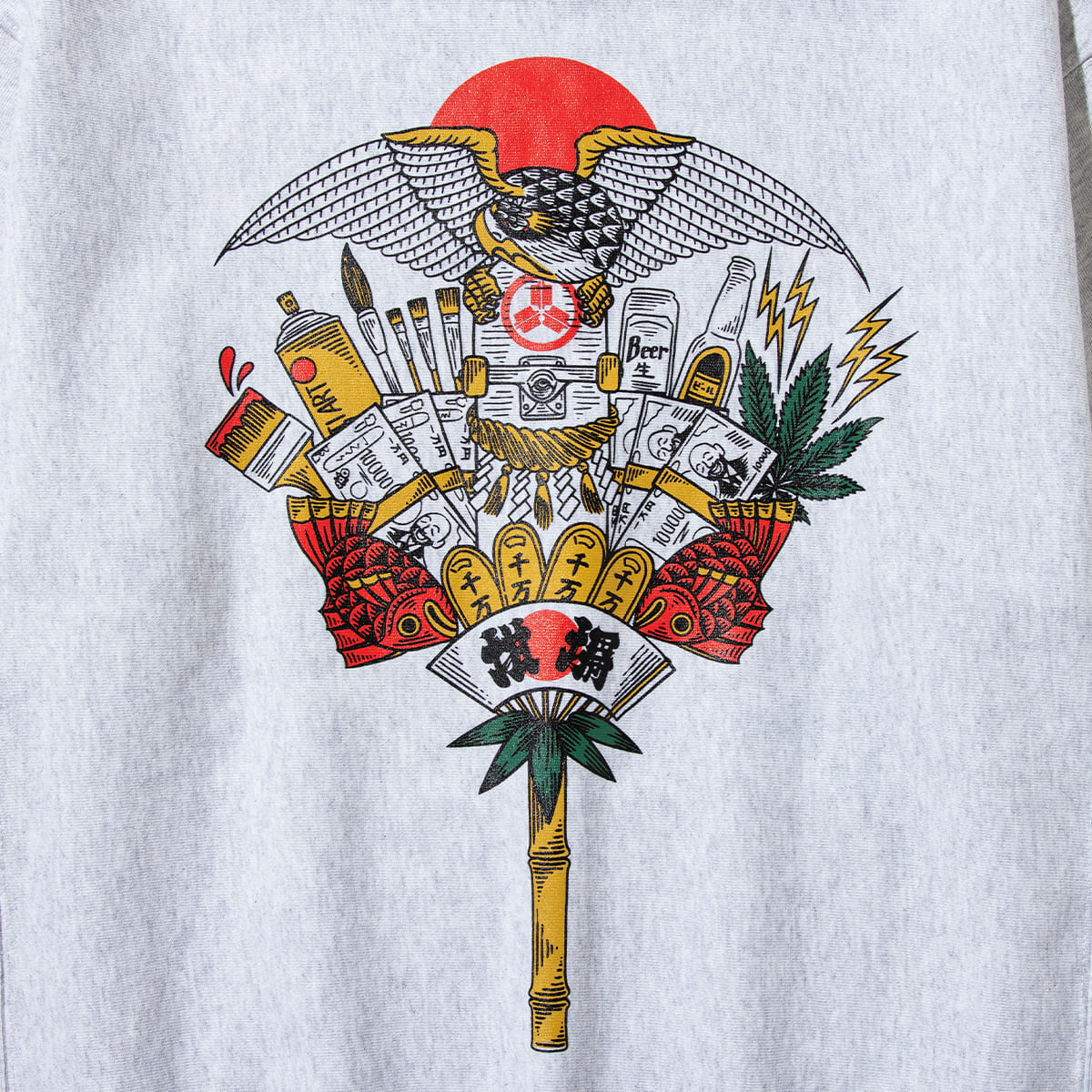坩堝 KUMADE PULLOVER HOODIE (RUTSUBO×画工遊鷹） RUTSUBO クマデ プルオーバー フーディー R26FA-YUTAKA-PF1【メンズ フード付きパーカー グラフィック ヘビーウェイトスウェット 12oz 26FW】