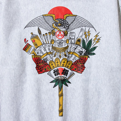 坩堝 KUMADE PULLOVER HOODIE (RUTSUBO×画工遊鷹） RUTSUBO クマデ プルオーバー フーディー R26FA-YUTAKA-PF1【メンズ フード付きパーカー グラフィック ヘビーウェイトスウェット 12oz 26FW】