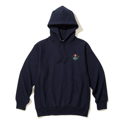 坩堝 KUMADE PULLOVER HOODIE (RUTSUBO×画工遊鷹） RUTSUBO クマデ プルオーバー フーディー R26FA-YUTAKA-PF1【メンズ フード付きパーカー グラフィック ヘビーウェイトスウェット 12oz 26FW】