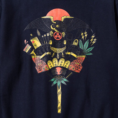 坩堝 KUMADE PULLOVER HOODIE (RUTSUBO×画工遊鷹） RUTSUBO クマデ プルオーバー フーディー R26FA-YUTAKA-PF1【メンズ フード付きパーカー グラフィック ヘビーウェイトスウェット 12oz 26FW】
