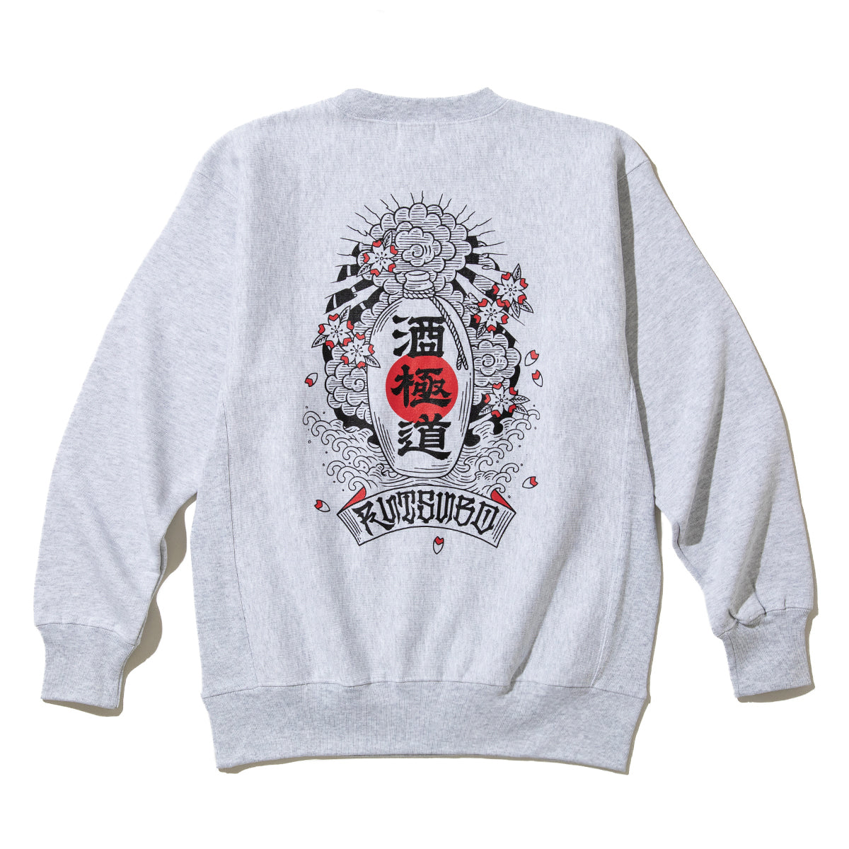 坩堝 酒極道 CREW SWEAT (RUTSUBO×画工遊鷹） RUTSUBO サケゴクドウ クルー スウェット R26FA-YUTAKA-PF2【メンズ トレーナー ヘビーウェイトスウェット 裏起毛 プリントデザイン 26FW】