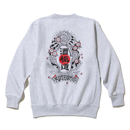 坩堝 酒極道 CREW SWEAT (RUTSUBO×画工遊鷹） RUTSUBO サケゴクドウ クルー スウェット R26FA-YUTAKA-PF2【メンズ トレーナー ヘビーウェイトスウェット 裏起毛 プリントデザイン 26FW】