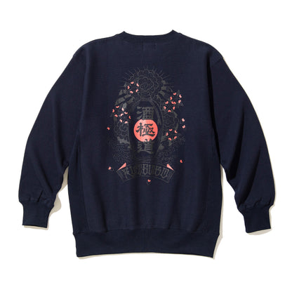 坩堝 酒極道 CREW SWEAT (RUTSUBO×画工遊鷹） RUTSUBO サケゴクドウ クルー スウェット R26FA-YUTAKA-PF2【メンズ トレーナー ヘビーウェイトスウェット 裏起毛 プリントデザイン 26FW】