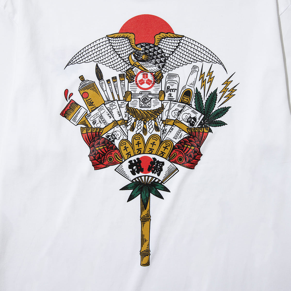 坩堝 熊手 LS/S T-SHIRTS ( 画工遊鷹 ) RUTSUBO 熊手 ロングスリーブ Tシャツ R26FA-YUTAKA-TS1【メンズ 長袖Tシャツ ロンT グラフィック 6.2oz ストリートカルチャー 26FW】
