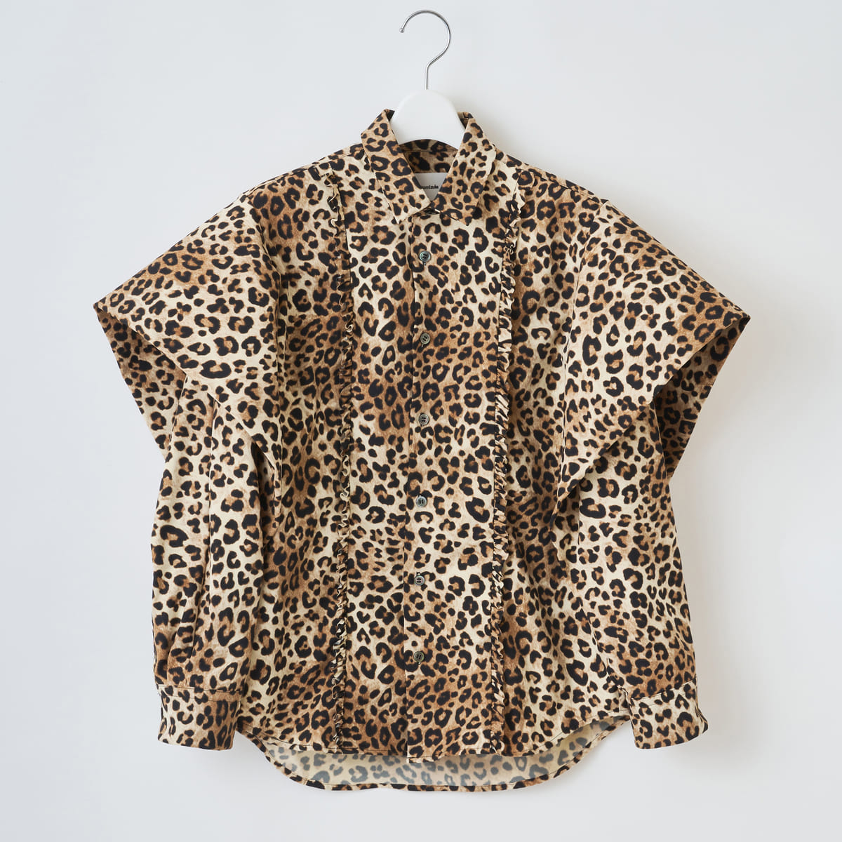naokitomizuka Leopard-Sleeve Volume Shirt ナオキトミヅカ レオパードスリーブボリュームシャツ GRNTB027【レディース 長袖シャツ ヒョウ柄 日本製 26FW】