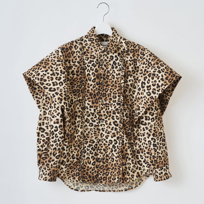 naokitomizuka Leopard-Sleeve Volume Shirt ナオキトミヅカ レオパードスリーブボリュームシャツ GRNTB027【レディース 長袖シャツ ヒョウ柄 日本製 26FW】