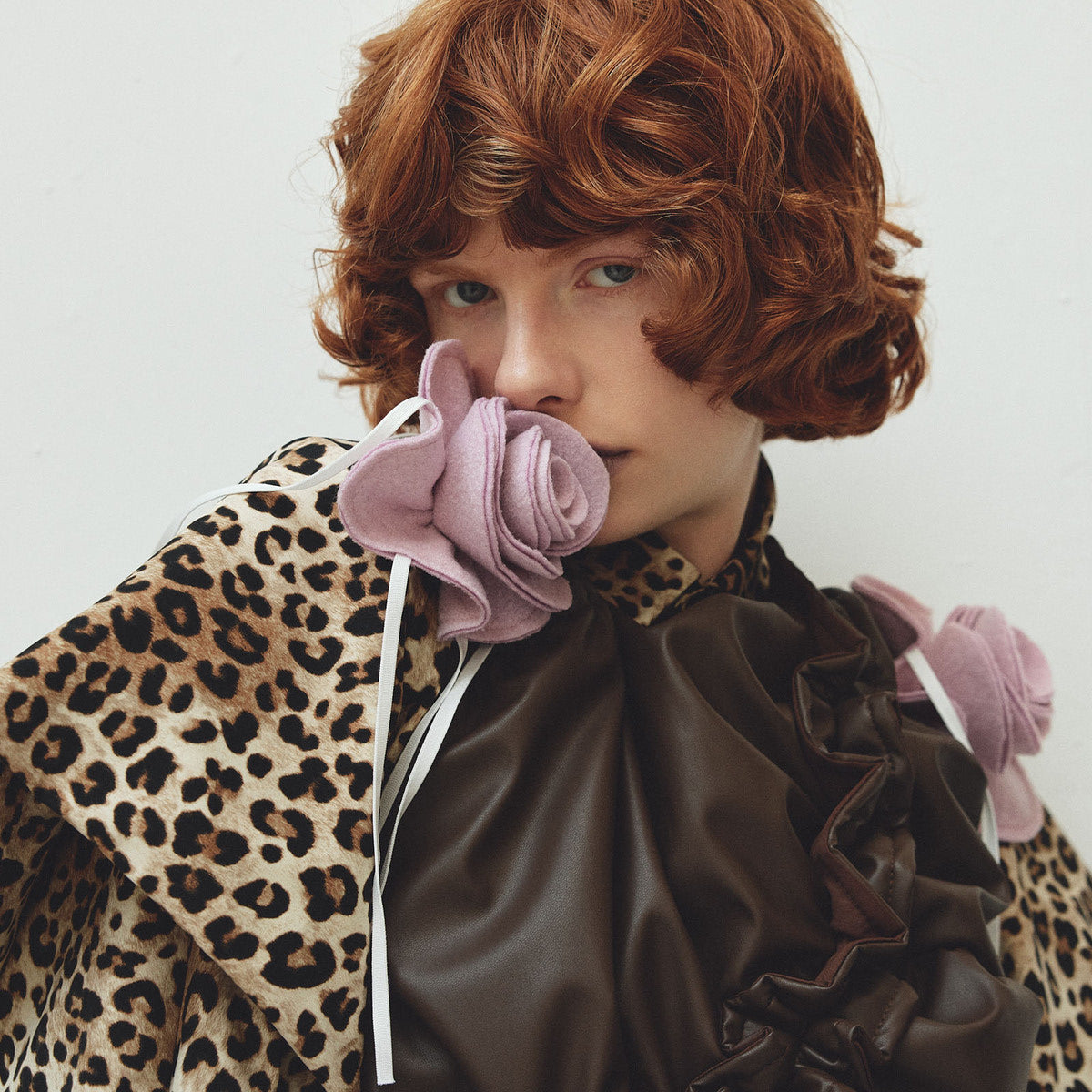 naokitomizuka Leopard-Sleeve Volume Shirt ナオキトミヅカ レオパードスリーブボリュームシャツ GRNTB027【レディース 長袖シャツ ヒョウ柄 日本製 26FW】