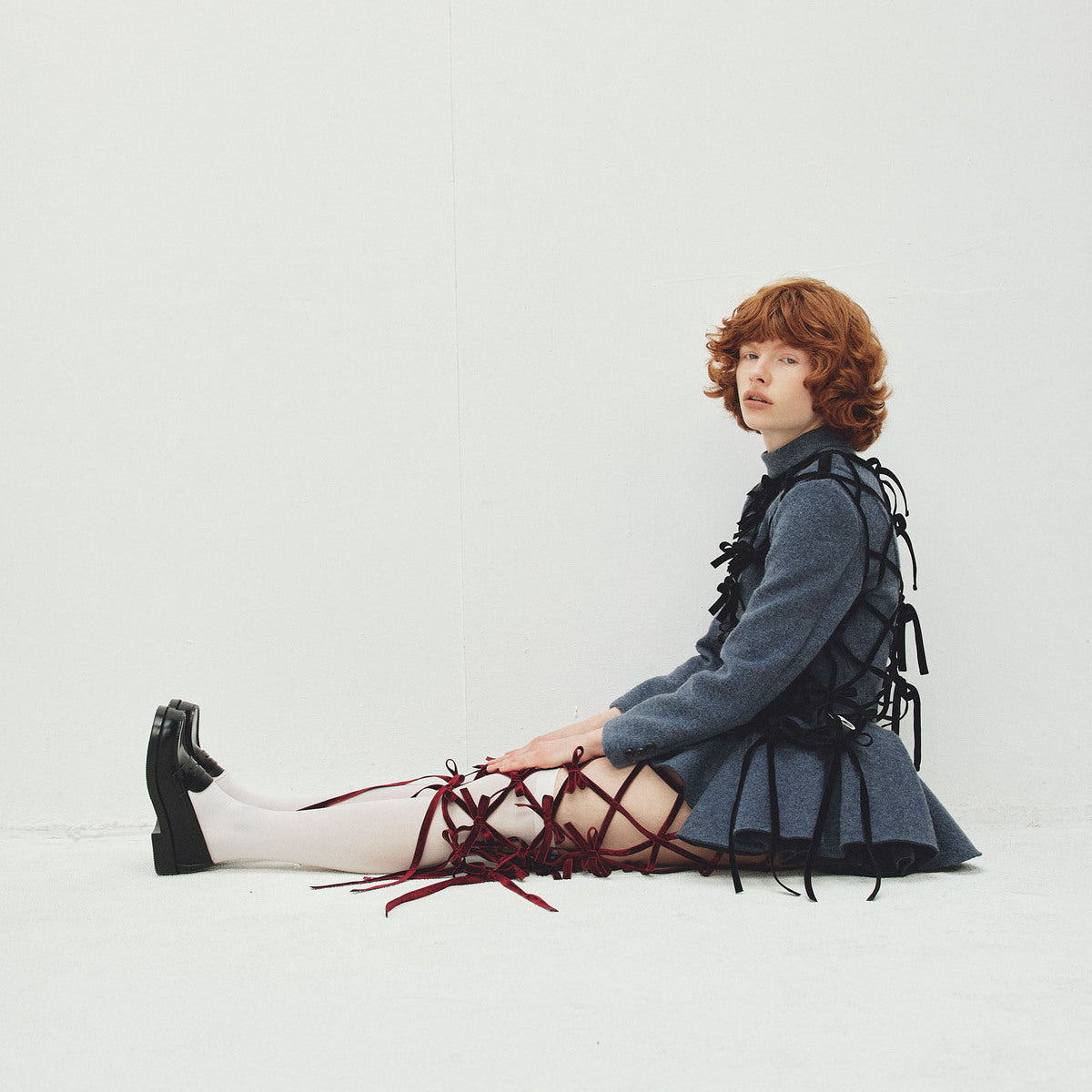 naokitomizuka Velvet Ribbon Tops ナオキトミヅカ ベルベットリボントップス GRNTB028【レディース ベルベット リボン レイヤード 日本製 26FW】