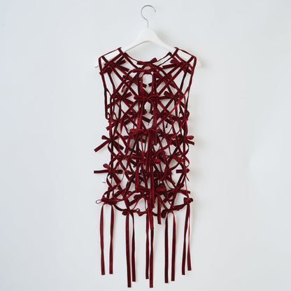 naokitomizuka Velvet Ribbon Tops ナオキトミヅカ ベルベットリボントップス GRNTB028【レディース ベルベット リボン レイヤード 日本製 26FW】