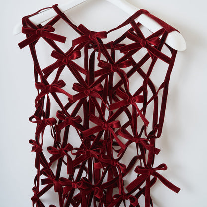 naokitomizuka Velvet Ribbon Tops ナオキトミヅカ ベルベットリボントップス GRNTB028【レディース ベルベット リボン レイヤード 日本製 26FW】