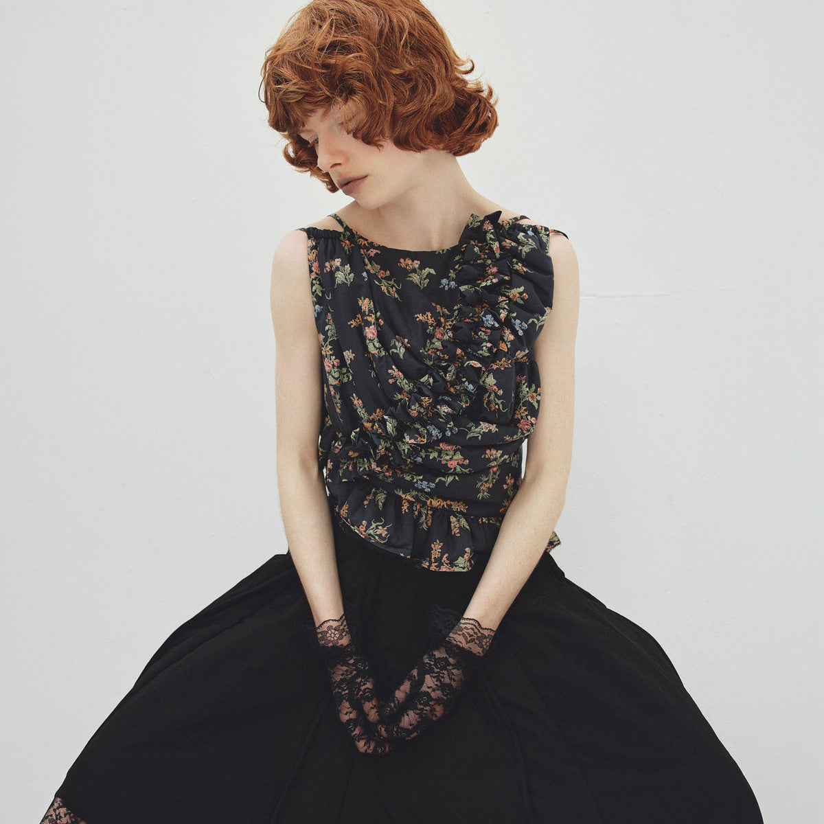 naokitomizuka Vintage Floral Bustier ナオキトミヅカ ビンテージフローラルビスチェ GRNTB033【レディース ショート丈 ビスチェ 花柄 日本製 26FW】