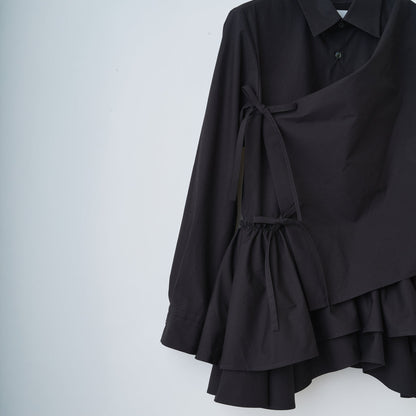 naokitomizuka Gathered Design Shirt ナオキトミヅカ ギャザードデザインシャツ GRNTB036【レディース ギャザー フリル ブラウス 日本製 26FW】