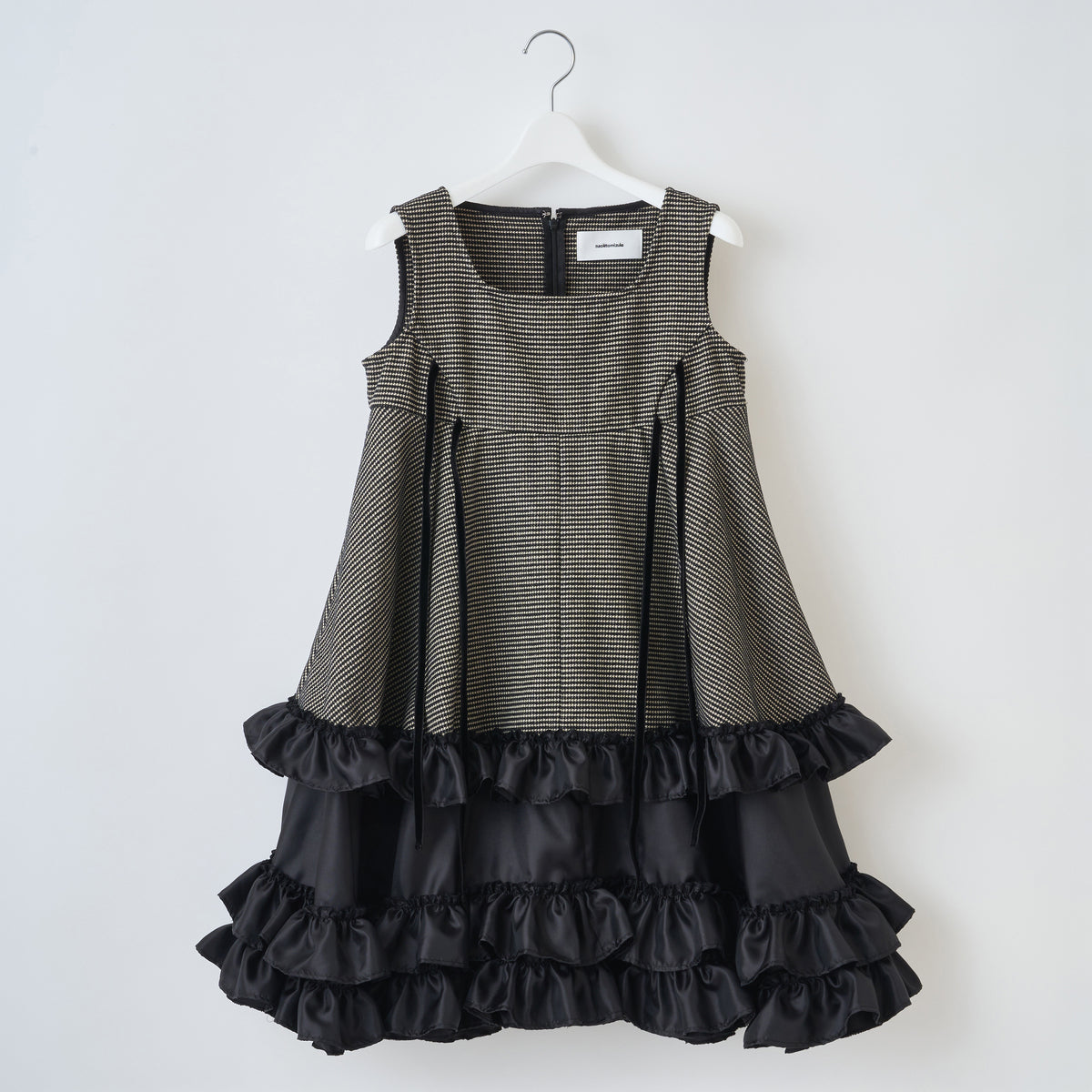 naokitomizuka Sleeveless Ruffle Dress ナオキトミヅカ スリーブレスラッフルドレス GRNTO023【レディース ショート丈ドレス ミニワンピース ベルベットリボン 26FW】