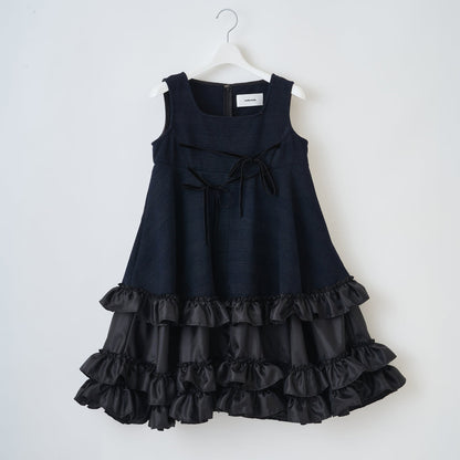 naokitomizuka Sleeveless Ruffle Dress ナオキトミヅカ スリーブレスラッフルドレス GRNTO023【レディース ショート丈ドレス ミニワンピース ベルベットリボン 26FW】