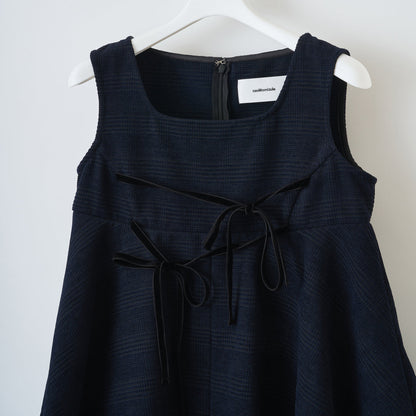 naokitomizuka Sleeveless Ruffle Dress ナオキトミヅカ スリーブレスラッフルドレス GRNTO023【レディース ショート丈ドレス ミニワンピース ベルベットリボン 26FW】