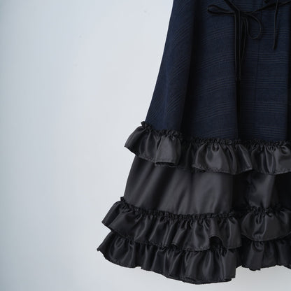 naokitomizuka Sleeveless Ruffle Dress ナオキトミヅカ スリーブレスラッフルドレス GRNTO023【レディース ショート丈ドレス ミニワンピース ベルベットリボン 26FW】