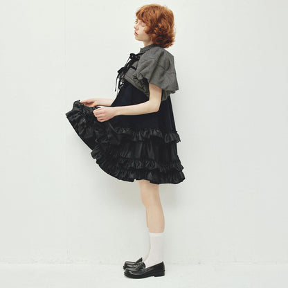 naokitomizuka Sleeveless Ruffle Dress ナオキトミヅカ スリーブレスラッフルドレス GRNTO023【レディース ショート丈ドレス ミニワンピース ベルベットリボン 26FW】