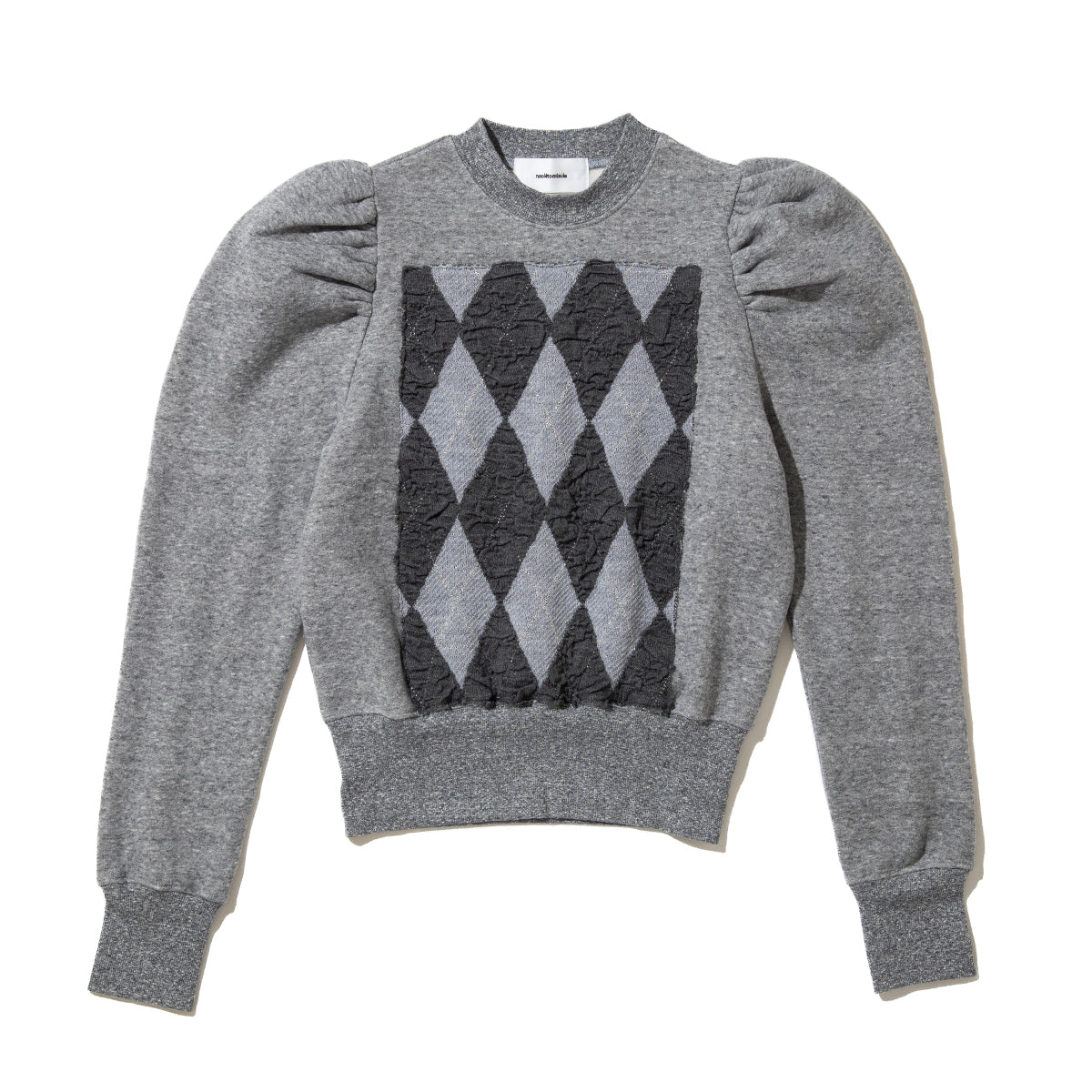 naokitomizuka Argyle Knit Docking Sweat ナオキトミヅカ アーガイルニットドッキングスウェット GRNTT031【レディース ニット スウェット トレーナー アーガイル柄 ドッキング 26FW】