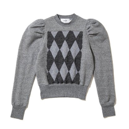 naokitomizuka Argyle Knit Docking Sweat ナオキトミヅカ アーガイルニットドッキングスウェット GRNTT031【レディース ニット スウェット トレーナー アーガイル柄 ドッキング 26FW】