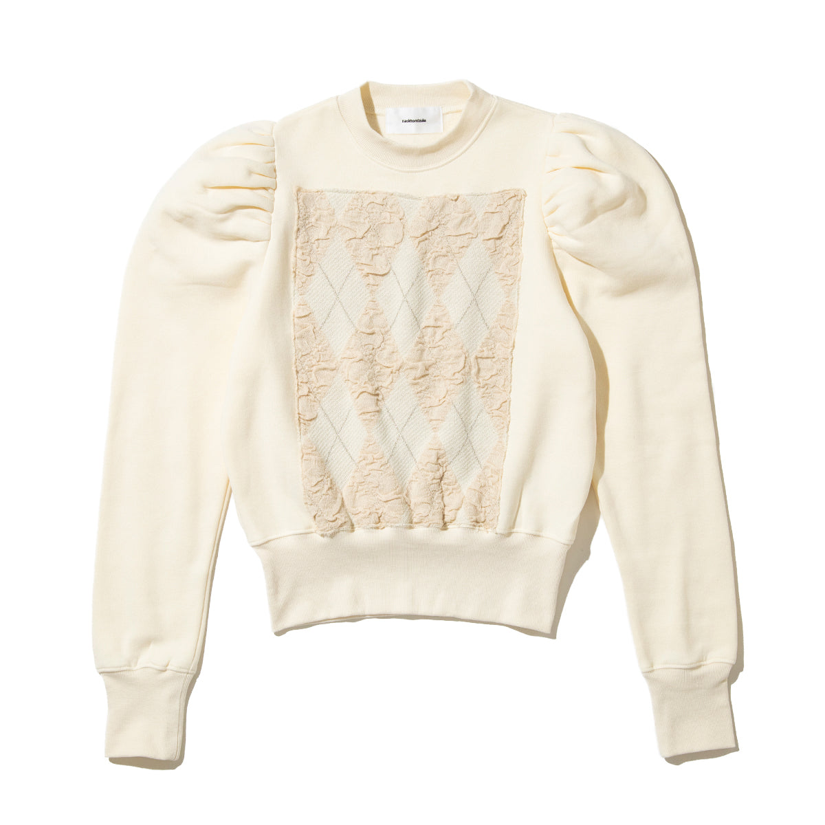 naokitomizuka Argyle Knit Docking Sweat ナオキトミヅカ アーガイルニットドッキングスウェット GRNTT031【レディース ニット スウェット トレーナー アーガイル柄 ドッキング 26FW】