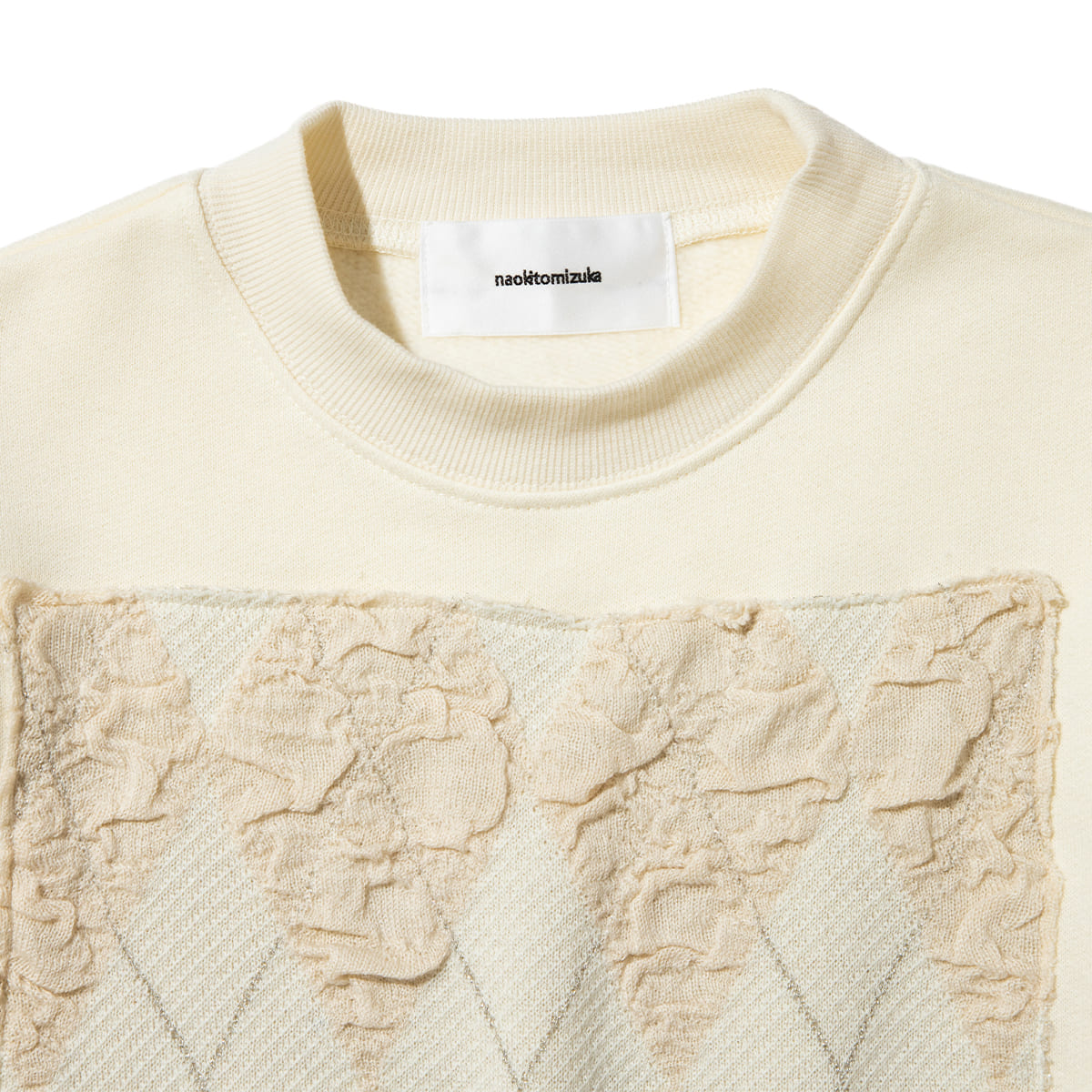naokitomizuka Argyle Knit Docking Sweat ナオキトミヅカ アーガイルニットドッキングスウェット GRNTT031【レディース ニット スウェット トレーナー アーガイル柄 ドッキング 26FW】