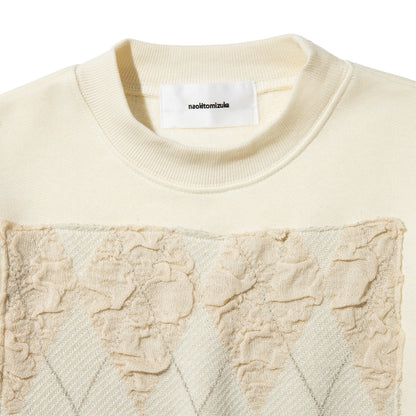 naokitomizuka Argyle Knit Docking Sweat ナオキトミヅカ アーガイルニットドッキングスウェット GRNTT031【レディース ニット スウェット トレーナー アーガイル柄 ドッキング 26FW】