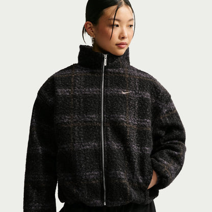 NIKE Oversized Plaid High Pile Fleece Jacket ナイキ オーバーサイズド プレイド ハイパイル フリース ジャケット IQ8269【レディース フリースジャケット チェック柄 ストライプリブ 26FW】
