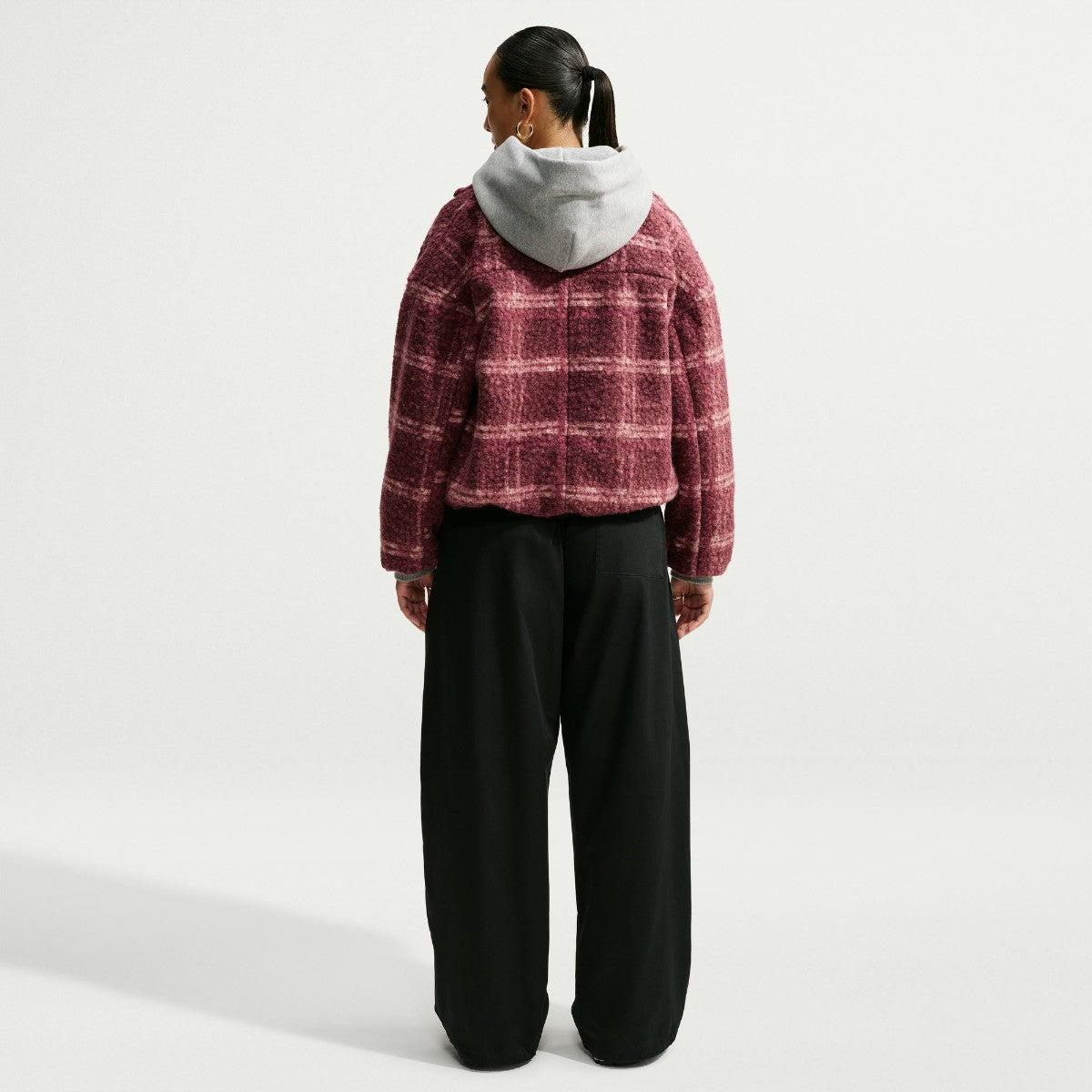 NIKE Oversized Plaid High Pile Fleece Jacket ナイキ オーバーサイズド プレイド ハイパイル フリース ジャケット IQ8269【レディース フリースジャケット チェック柄 ストライプリブ 26FW】