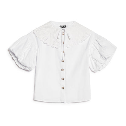 Sister Jane Lumiere Collar Blouse シスター ジェーン ルミエール カラー ブラウス 34SJ01BL1314WHT【レディース 半袖ブラウス パフスリーブ ガーリー 上品 きれいめ 取り外し可能 26FW】