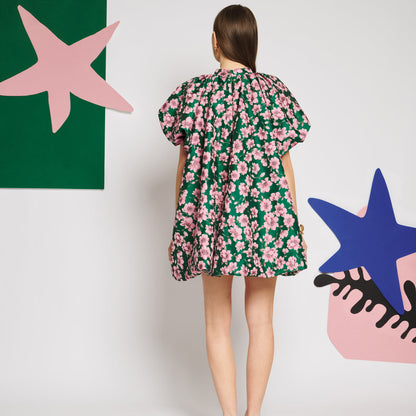 Sister Jane Colette Jacquard Bubble One-Piece シスター ジェーン コレット ジャカード バブル ワンピース 34SJ01DR2576GRN【レディース ミニワンピース パフスリーブ オーバーサイズ 花柄 26FW】