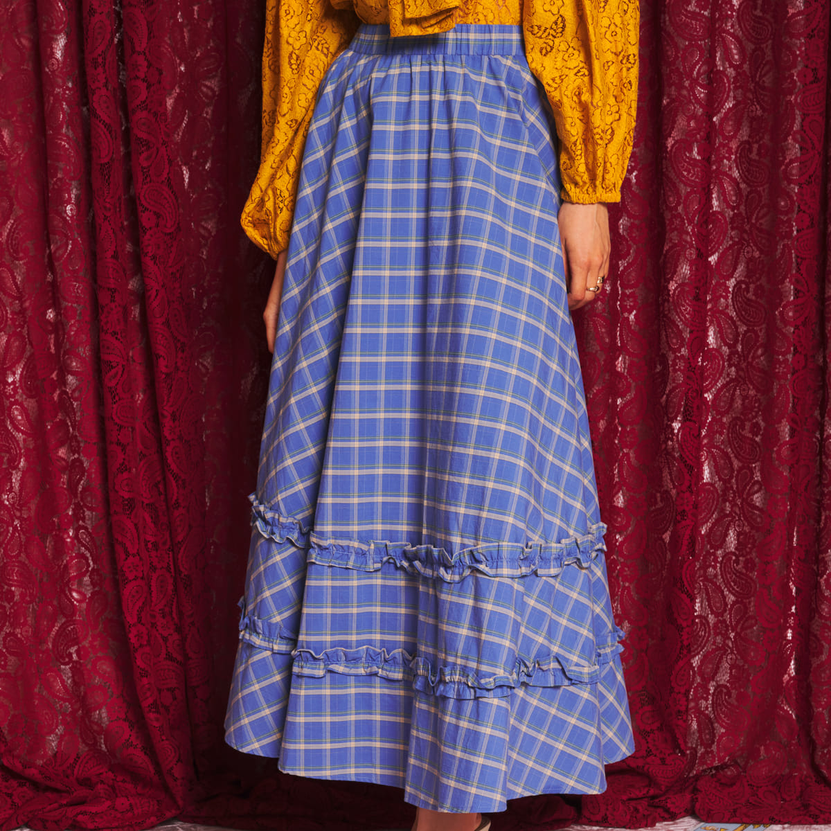 Sister Jane Lumina Check Circle Skirt シスター ジェーン ルミナ チェック サークル スカート 34SJ02SK475BLE【レディース フレアスカート ミディ丈 チェック柄 上品 ガーリー 26FW】