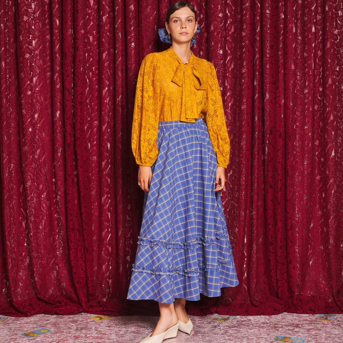 Sister Jane Lumina Check Circle Skirt シスター ジェーン ルミナ チェック サークル スカート 34SJ02SK475BLE【レディース フレアスカート ミディ丈 チェック柄 上品 ガーリー 26FW】