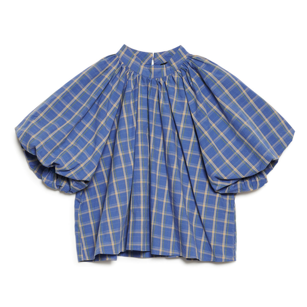 Sister Jane Lumina Check Tops シスター ジェーン ルミナ チェック トップス 34SJ02TO655BLE【レディース 半袖ブラウス ボリューム感 パフスリーブ チェック柄 26FW】