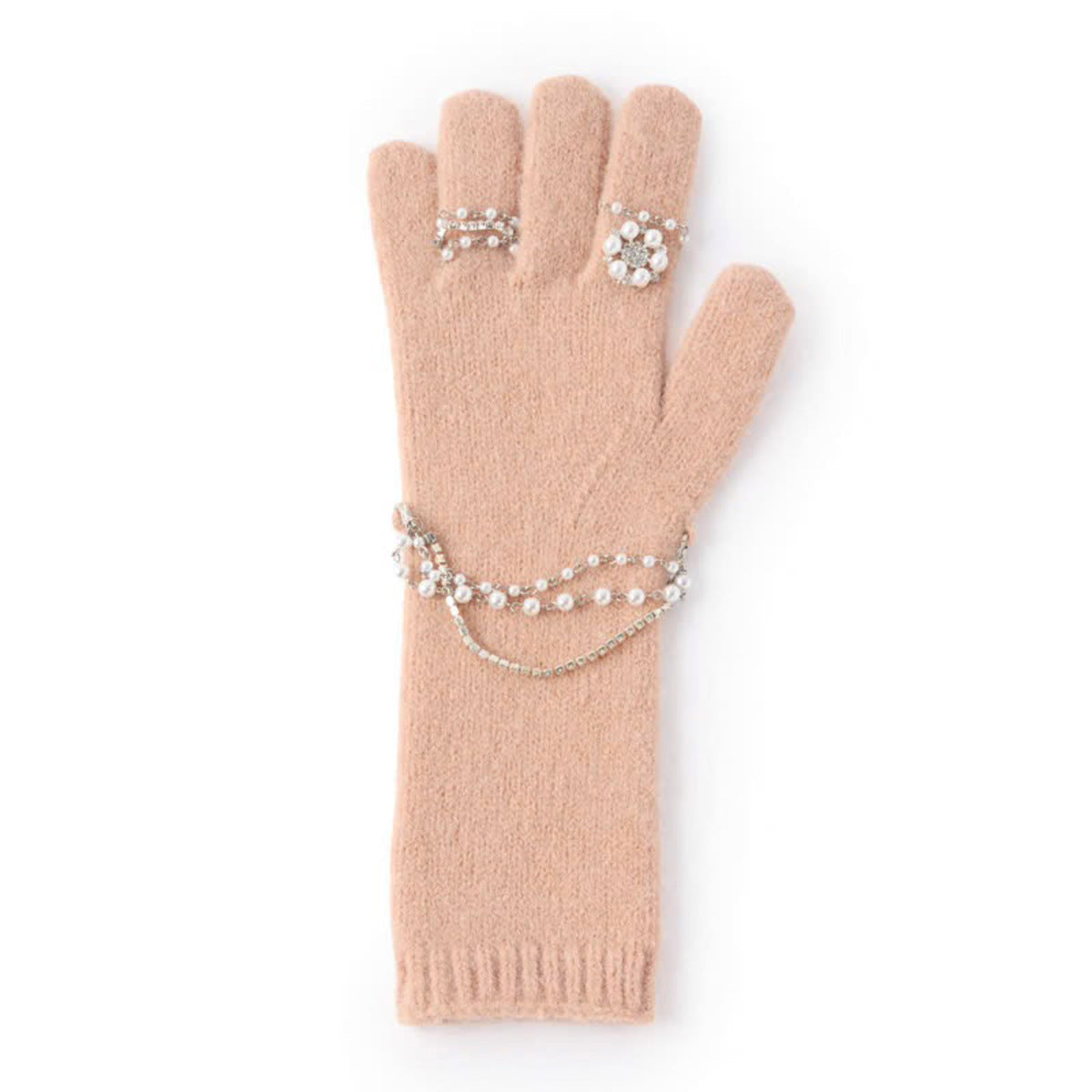 Casselini Knit Bijou Gloves キャセリーニ ニットビジューグローブ 262-112208【レディース 手袋 防寒性 真冬 ガーリー デイリーユース 26FW】