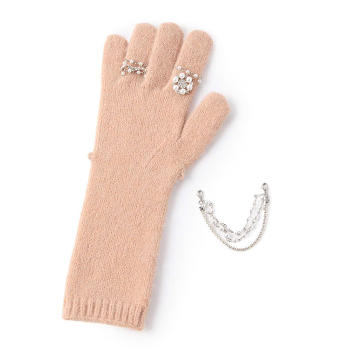 Casselini Knit Bijou Gloves キャセリーニ ニットビジューグローブ 262-112208【レディース 手袋 防寒性 真冬 ガーリー デイリーユース 26FW】
