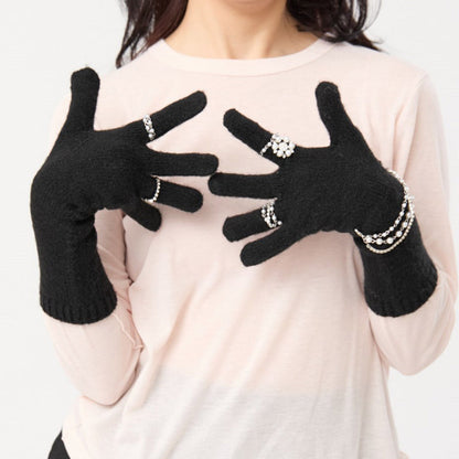 Casselini Knit Bijou Gloves キャセリーニ ニットビジューグローブ 262-112208【レディース 手袋 防寒性 真冬 ガーリー デイリーユース 26FW】