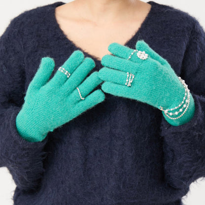 Casselini Knit Bijou Gloves キャセリーニ ニットビジューグローブ 262-112208【レディース 手袋 防寒性 真冬 ガーリー デイリーユース 26FW】