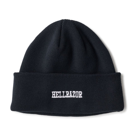 Hellrazor HEAVEY LOGO WATCH KNIT CAP ヘルレイザー ヘビー ロゴ ワッチ ニット キャップ 01126AW0601【メンズ 帽子 ニット ビーニー ブラック 26FW】