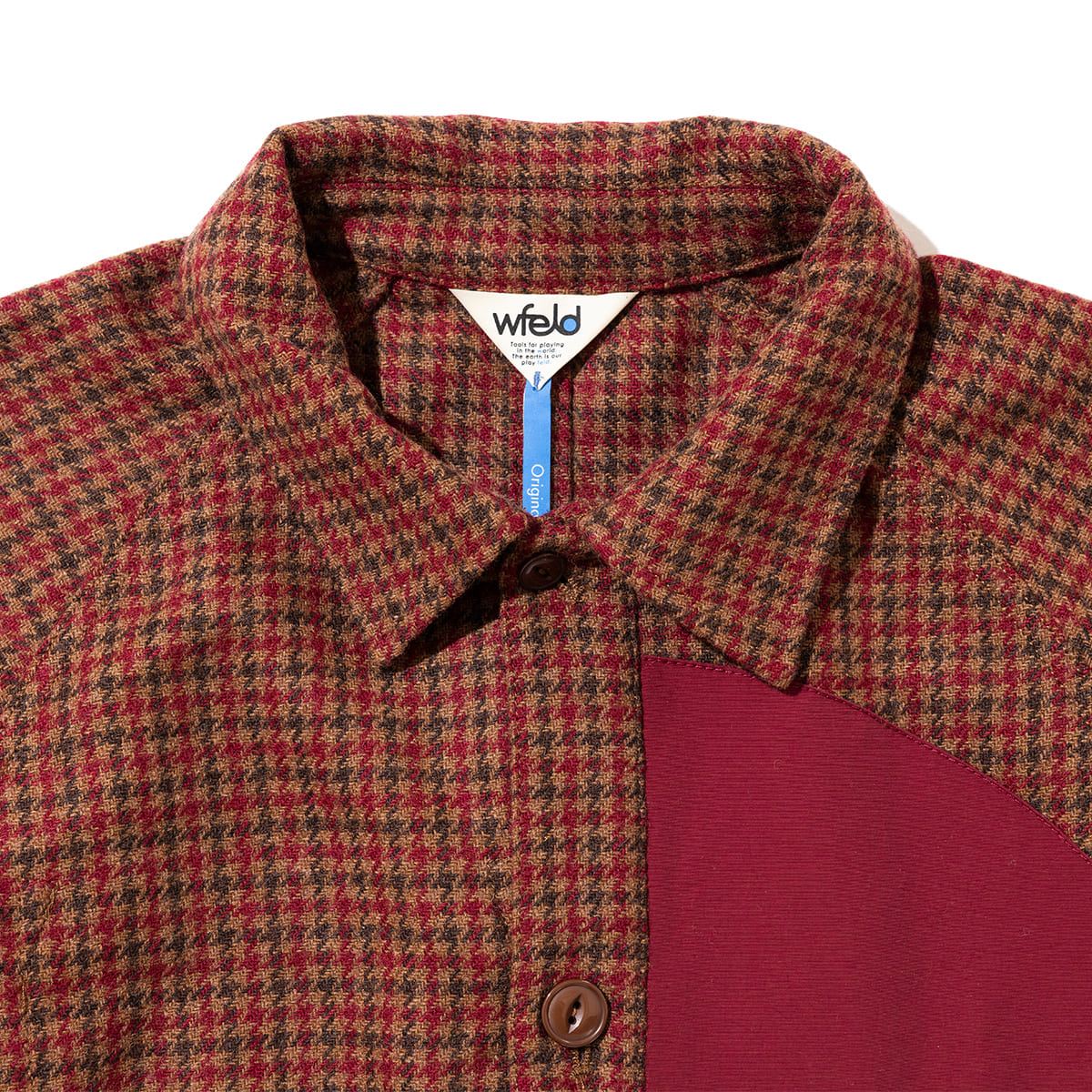 wfeld Wool-Nylon Tweed Short Shirt Jacket フェルド ウールナイロン ツイード ショート シャツジャケット WF-26AW-WLD-JK06【メンズ チェック柄 ショート丈 パッチポケット カジュアル デイリーユース 26FW】