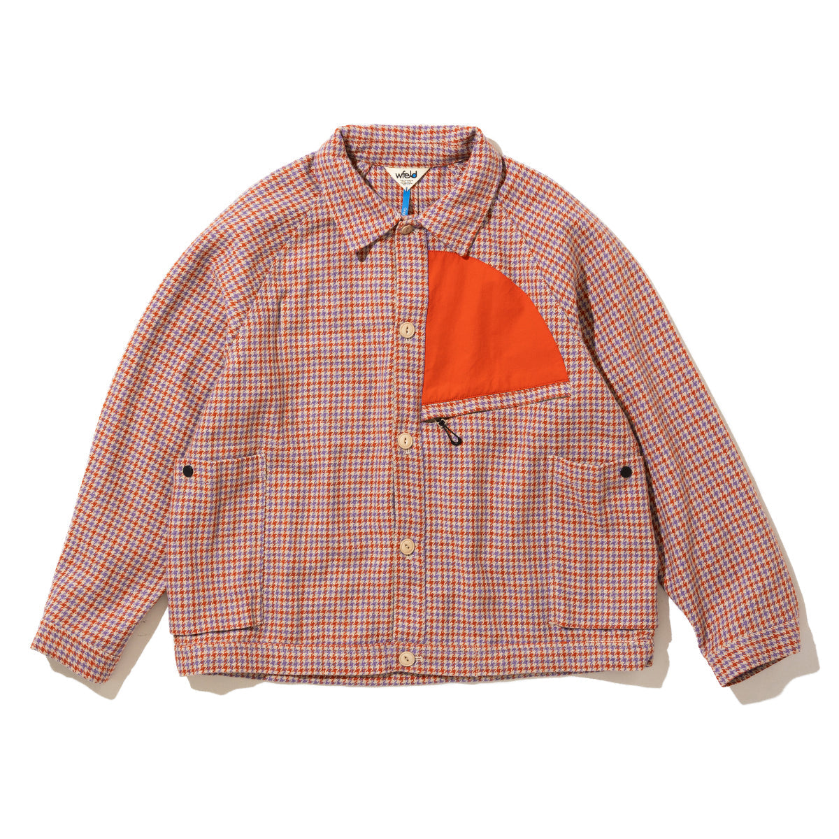 wfeld Wool-Nylon Tweed Short Shirt Jacket フェルド ウールナイロン ツイード ショート シャツジャケット WF-26AW-WLD-JK06【メンズ チェック柄 ショート丈 パッチポケット カジュアル デイリーユース 26FW】