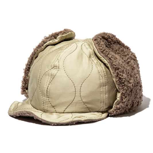 2WAY 6PANEL MILITARY QUILT BOA FLEECE EARFLAP CAP