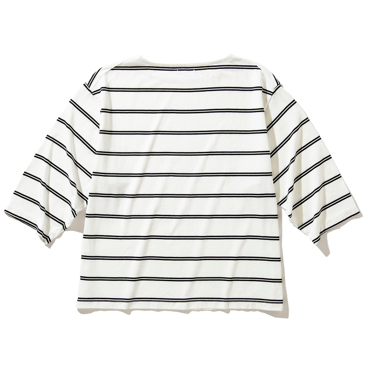 Boat Neck Organic Cotton Border 3-Q-S Tee