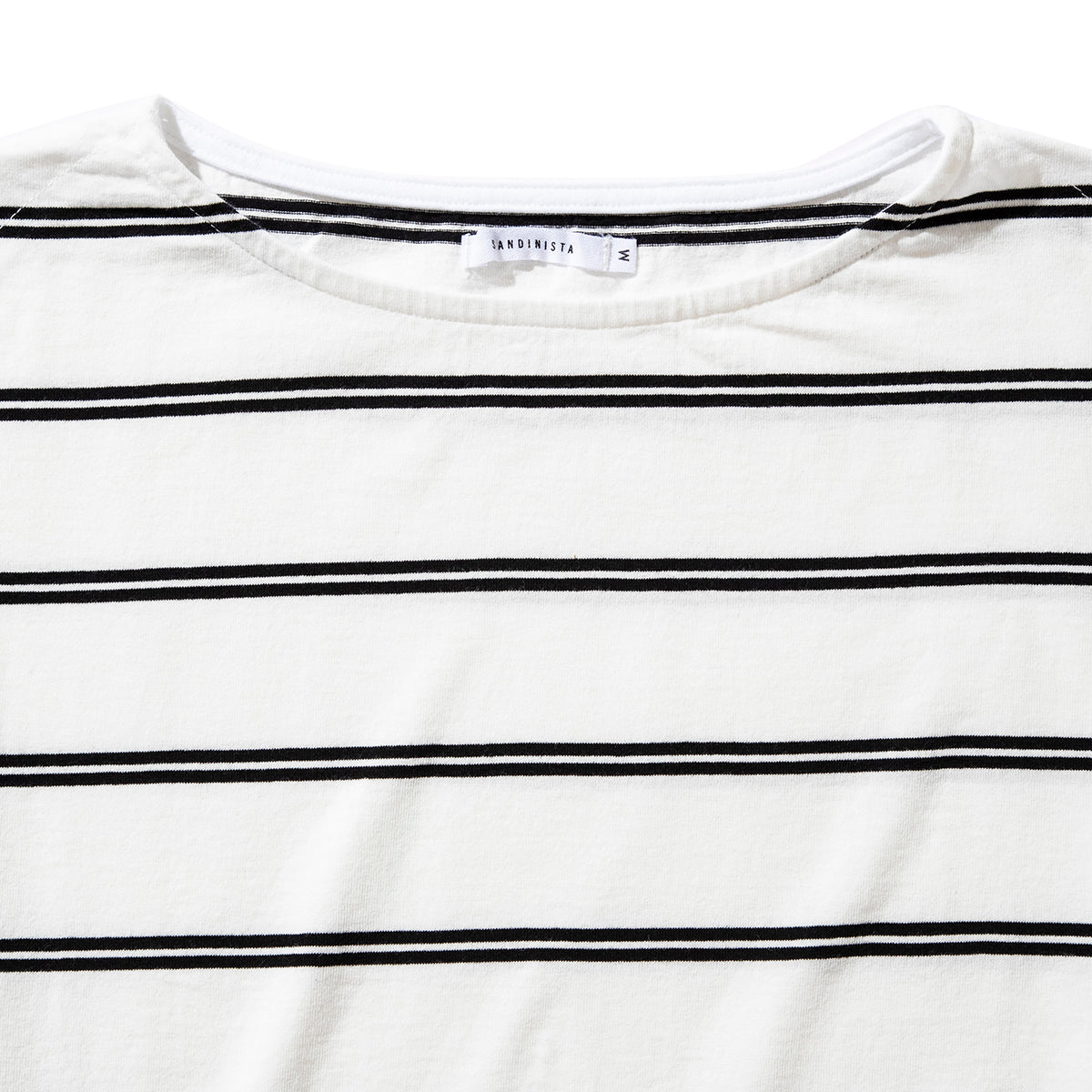 Boat Neck Organic Cotton Border 3-Q-S Tee