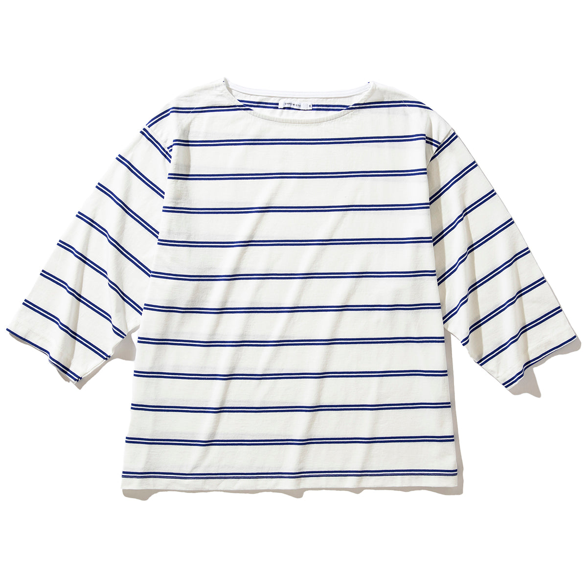 Boat Neck Organic Cotton Border 3-Q-S Tee