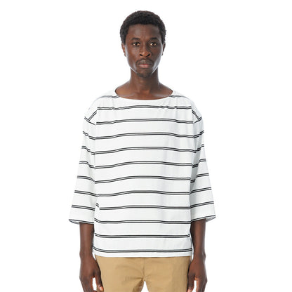 Boat Neck Organic Cotton Border 3-Q-S Tee