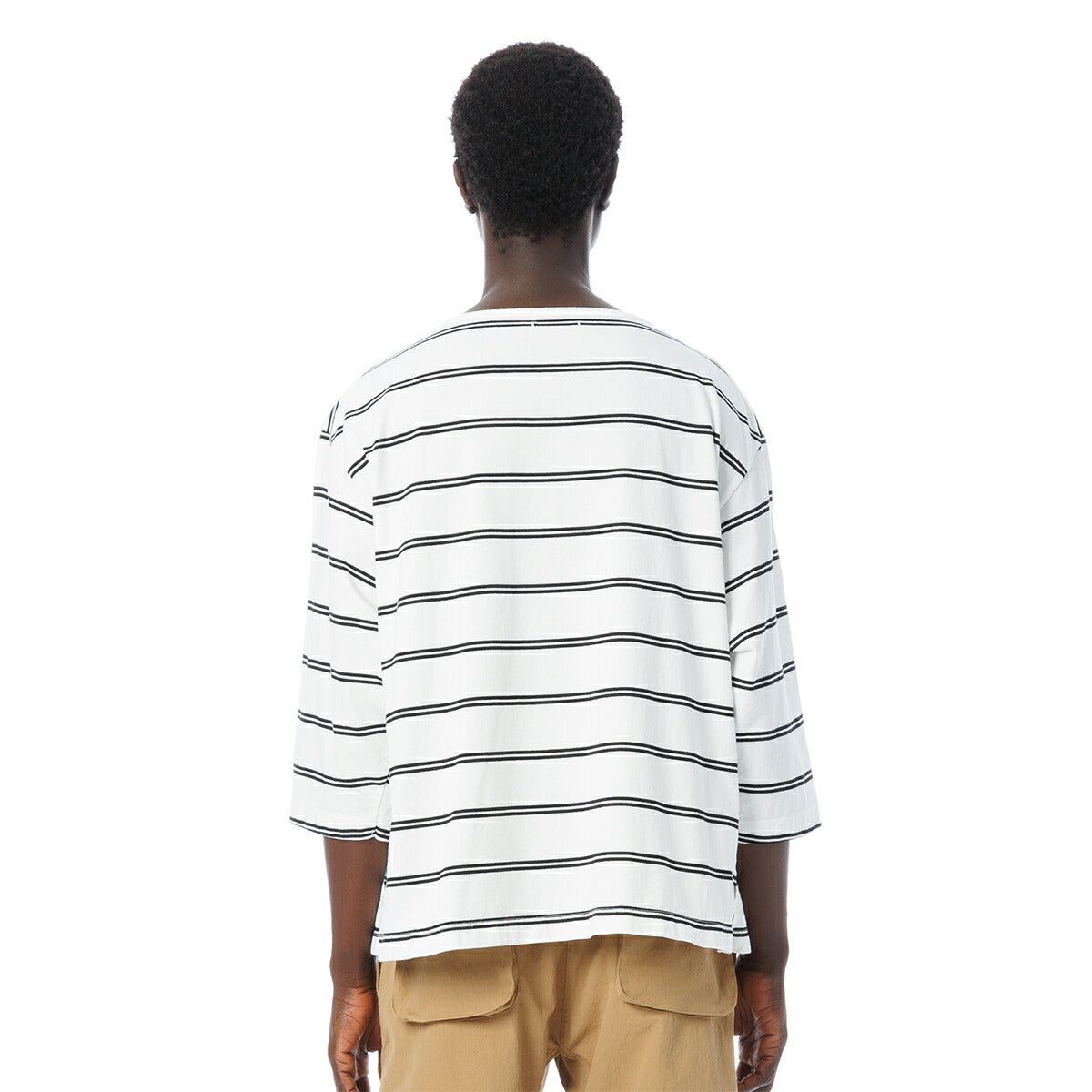 Boat Neck Organic Cotton Border 3-Q-S Tee