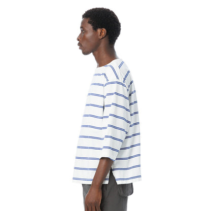 Boat Neck Organic Cotton Border 3-Q-S Tee