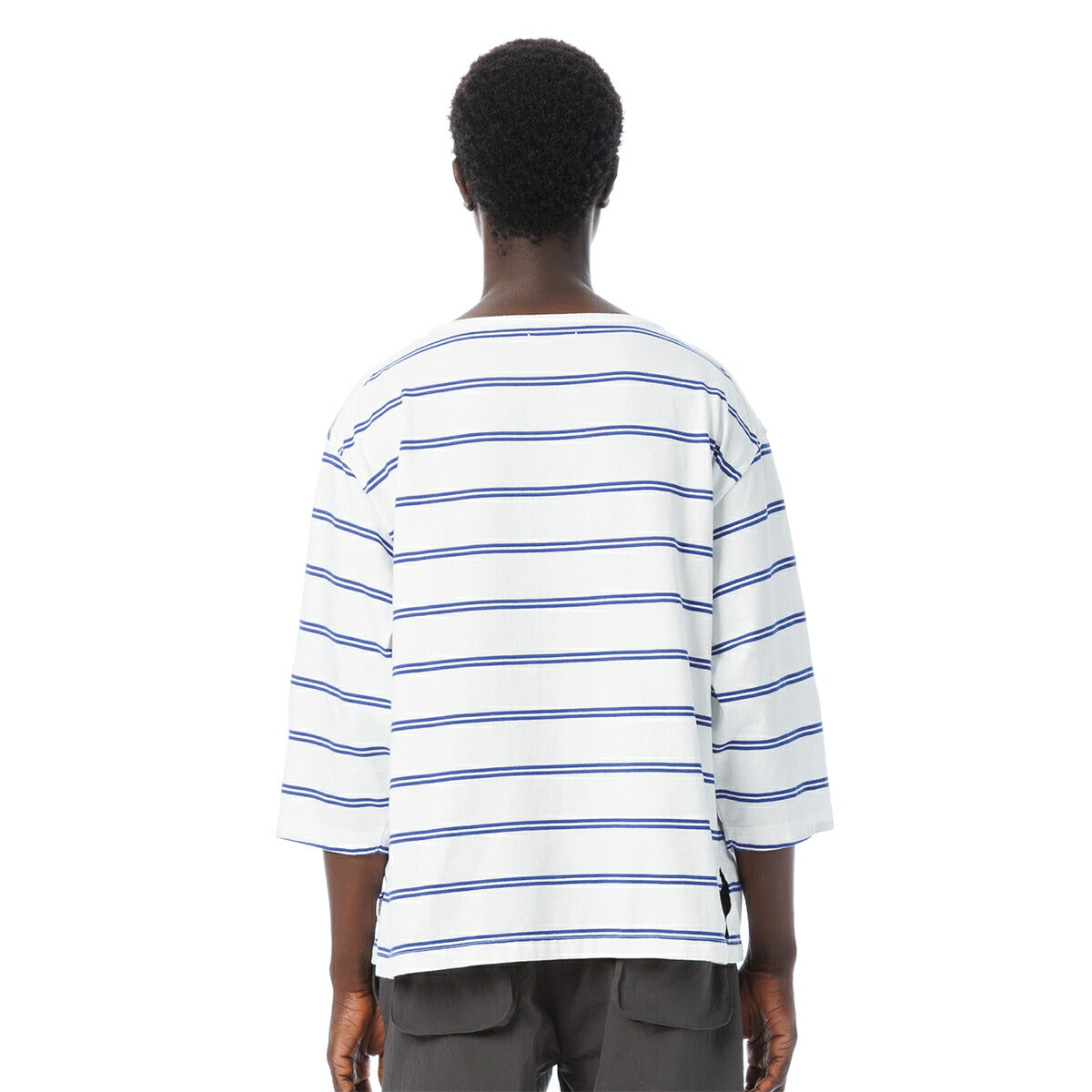 Boat Neck Organic Cotton Border 3-Q-S Tee