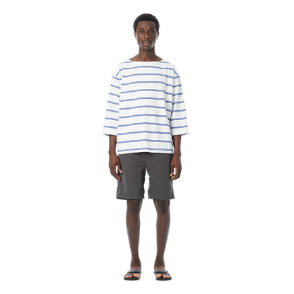 Boat Neck Organic Cotton Border 3-Q-S Tee