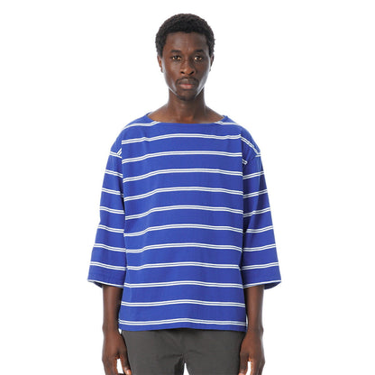 Boat Neck Organic Cotton Border 3-Q-S Tee